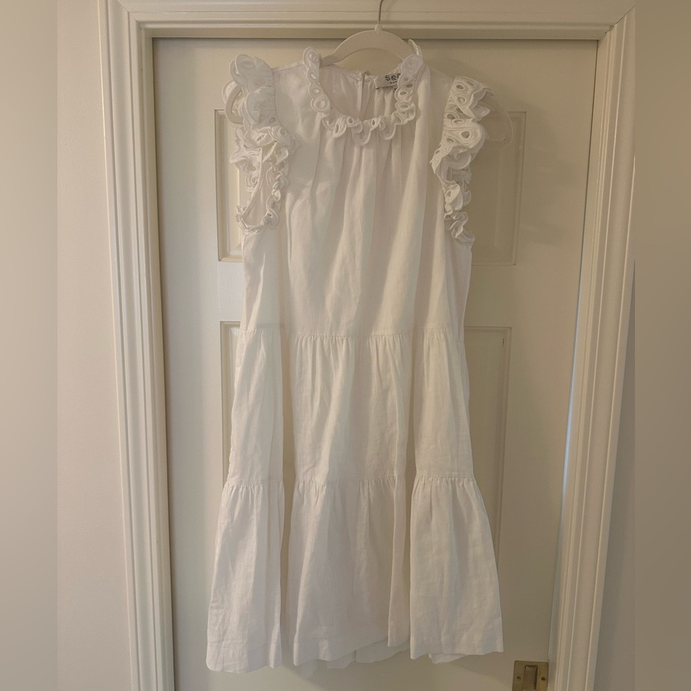 Sea white linen dress